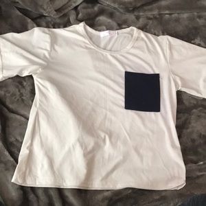 White T-Shirt with Navy Pocket